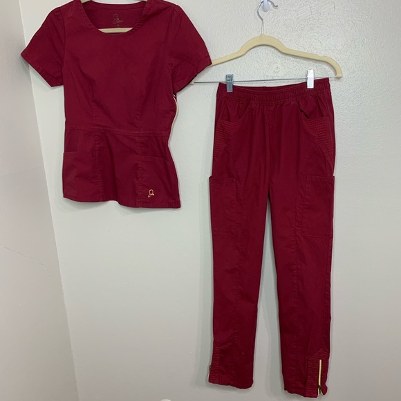 Jaanuu Tops - EUC JAANUU SCRUB SET IN ROSE WINE SIZE XS